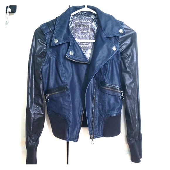 biker jacket guess